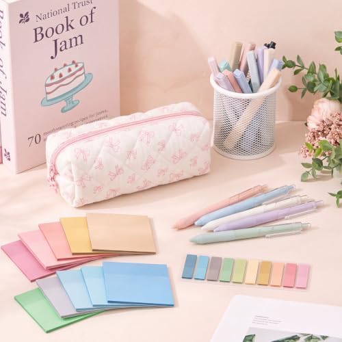 Jutom 39 Pcs Aesthetic Book Annotation Kit,Pink,Bow Style
