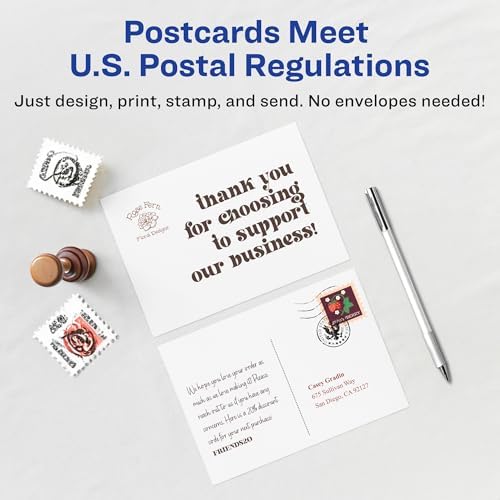 Avery Printable Postcards, 4.25" x 5.5", White, 200 Blank Postcards for Laser Printers (5689)