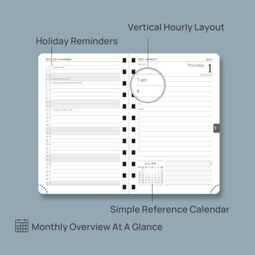 POPRUN 2027 Daily Planner One Page Per Day, 4.25" x 6.25" Small Calendar