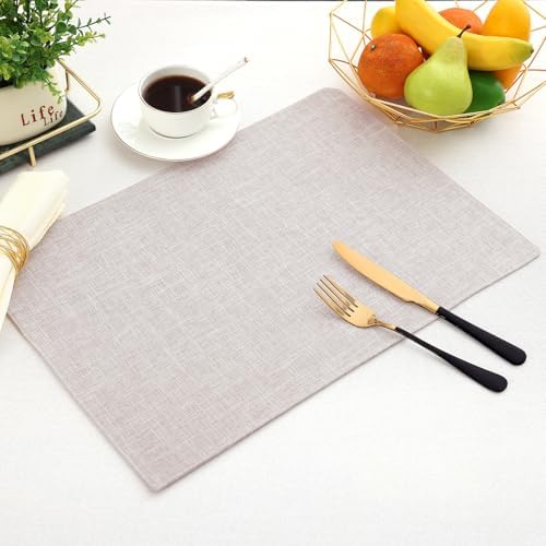 Homaxy Cloths Placemats for Dining Table Set of 6, 13" x 19", Beige