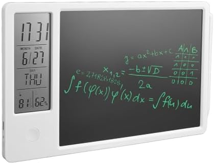Drawing Tablet, 10 Inch Rechargeable LCD Writing Doodle Board, Digital Clock Calendar with Erasable One Key for Office Business Home (White)