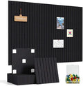 Felt Bulletin Board 48"x36" Large - Cork Board Alternative, 12-Pack Felt Wall Tiles with 70 Adhesive Tabs & 35 Pushpins, Pin Board for Home Office Decor, Black