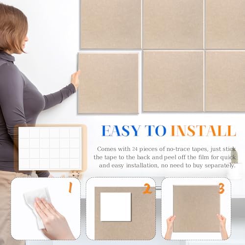 DOLLAR BOSS Felt Cork Board Tiles 48" x 36" Bulletin Board, 12 Pcs Latte