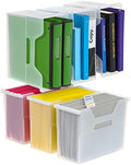 IRIS USA 6-Pack Medium Desktop File Box with Open Lid, Clear | Organize classroom papers, lesson plans and supplies with portable storage for teachers, schools and educators