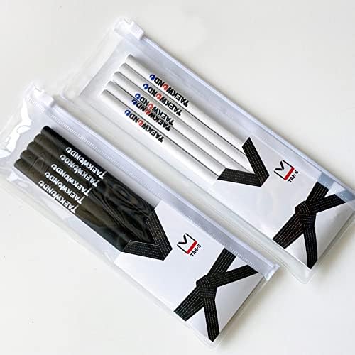 TAE-S Taekwondo Gift Pencils HB with Eraser & PVC Case, Black (30 Count)