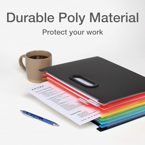 Pendaflex 7-Pocket Expanding File, with Customizable Colored Tabs, Black File Organizer, Portable Expanding File, Accordion File Organizer (52401)