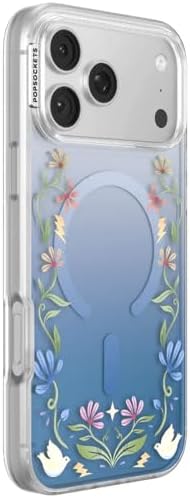 PopSockets iPhone 17 Pro Max Phone Case with MagSafe, Wireless Charging Compatible, Disney - Boho Wildflowers Blue