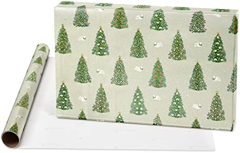 Papyrus Christmas Wrapping Paper Bundle, Gold Holly, Christmas Trees, White Floral (3 Rolls 70 sq. ft)
