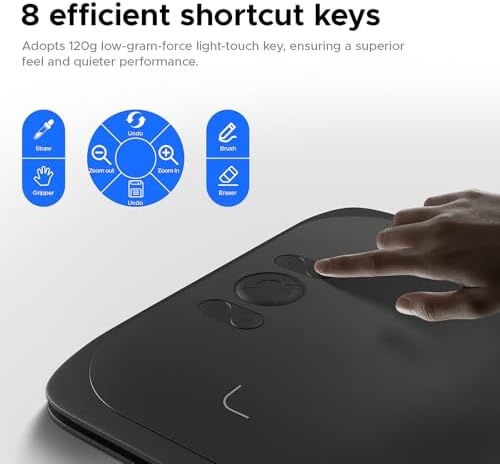 Ugee Drawing Tablet Pad,Digital Graphics Tablets M808 10x6 Inch, 8192, 8 Shortcut Keys, Digital Art for Paint, Sketch,Design, Teaching&Study for PC/Mac/Computer/Chrome Os/Android, Student,Kids Gift