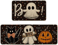 Artoid Mode Black Cats Boo Halloween Kitchen Mats Set of 2-17x29+17x47