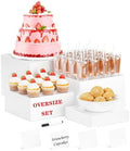 Metal Buffet Risers,4PCS OVERSIZED Food Risers for Buffet Table 8IN to 11IN Display Stand with Mini Acrylic Signs for Catering Dessert Wedding Collectibles Jewelry Figures Show Grayish White Cube Boxes Nesting Risers with Hollow Bottoms