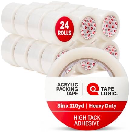 Tape Logic Packing Tape (24-Rolls), 3" x 110 yd - Heavy Duty Packaging Tape Refill for Shipping, Moving, Order Fulfillment, Acrylic 2.6 Mil
