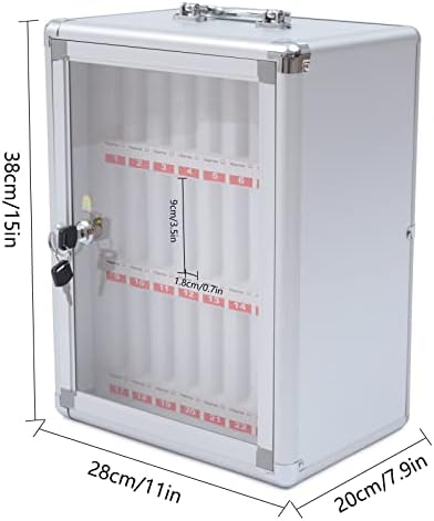 Cell Phone Cabinet,Aluminum Alloy Pocket Chart Cell Phones Storage Cabinet, Cell Phone Locker,Wall-Mounted with a Locked,for Classroom, Office, Gym (24 Slots Silver)