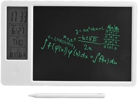 Drawing Tablet, 10 Inch Rechargeable LCD Writing Doodle Board, Digital Clock Calendar with Erasable One Key for Office Business Home (White)