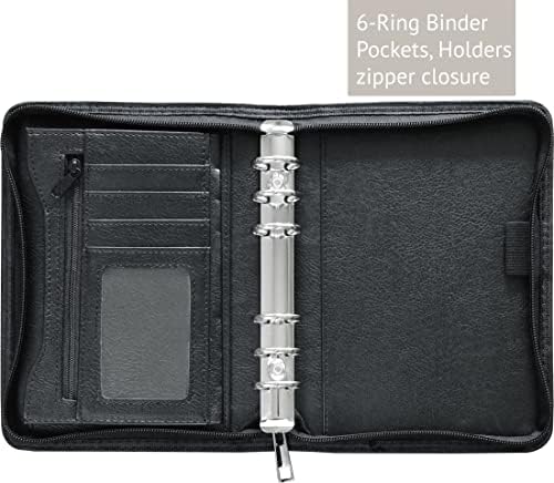 Fan&Ran 2027 Zipped Planner Organizer, Weekly and Monthly Refills with Simulated Leather Cover, Personal Size, Black
