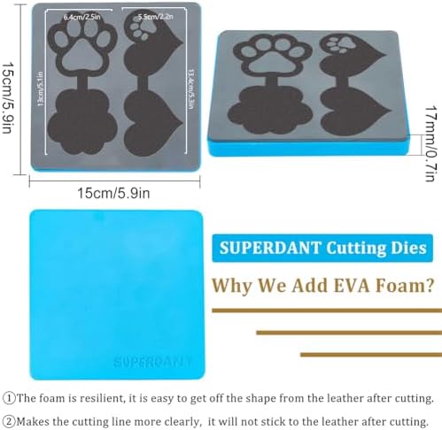 SUPERDANT Paw Print of Love Pendant Leather Die Keychain Decor Wooden Die Cutter Leathers Cutting Dies DIY Art Crafts Leathers Dies Cutter for Men Women Leather Making for Handmade Lover Gifts