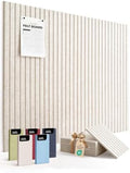 VIVELDA Large Felt Bulletin Board 48 x 36 Inch - 12-Pack Square Acoustic Wall Panels, Cork Board Alternative, NRC 0.95, Damage-Free Adhesive, Slatted Design for Home, Classroom (Limestone)