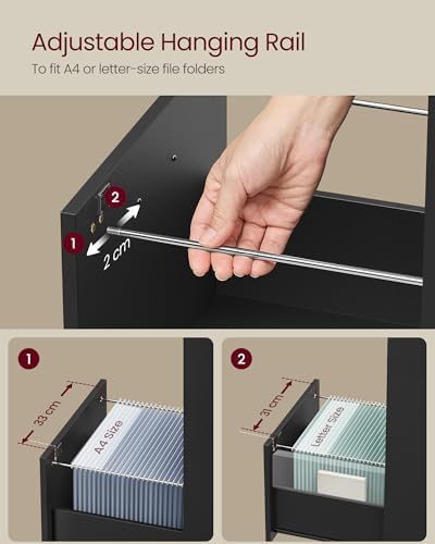 VASAGLE 4 Drawer File Cabinet with Locks, for A4, Letter Sized Documents