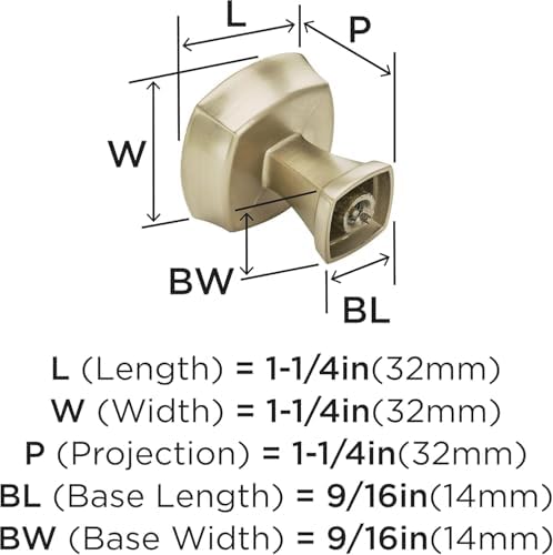 Amerock 10 Pack 1-1/4" Square Stature Golden Champagne Cabinet Knob