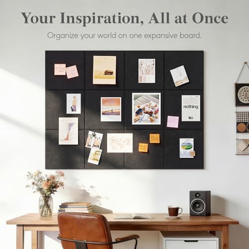 Lifewit 36"x 24" Felt Bulletin Board with Self-Adhesive, 6 Pack Cork Board Alternative for Walls, Large Pin Board Vision Board Message Board with 30 Pushpins for Office Decor, Room Decor, Gray