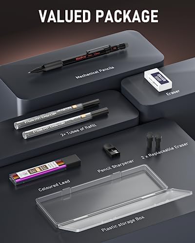 Nicpro 2mm Mechanical Pencils Set with Case, MP2000 Metal Drafting Pencil