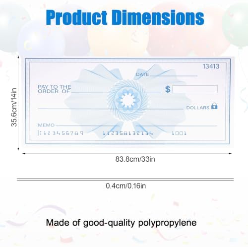 Penitue 33x14in Oversized Fake Check Award for Presentations (Style 4)