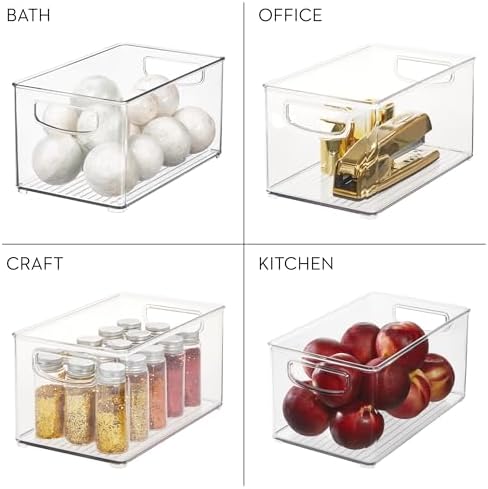 iDesign Stackable Clear Plastic Bin, 6-Pack