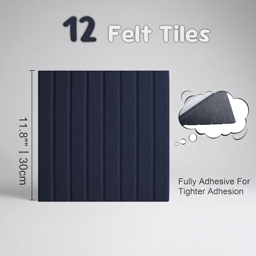 Large Felt Bulletin Board with Self-Adhesive | 12 Pack 48"x36" Cork Board Alternative | Notice Boards with 35 Pushpins, Secure and Easy to Install, Home Office Decor Classroom Decor - Navy Blue