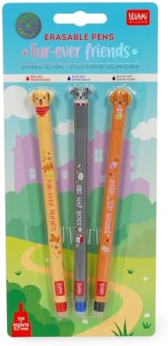 LEGAMI Fur-ever Friends Limited Edition + Farm Sweet Farm Set of 12 Erasable Gel Pens with Thermosensitive Erase Ink, Range of ink colours & barrel designs, 0.7mm Tip, Animal Designs