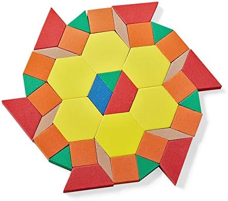 hand2mind Foam Pattern Blocks, Geometric Shapes for Kids, Pattern Play, Toddler Pattern Blocks, Learning Shapes for Kindergarten, 3D Shapes Manipulatives, Sorting Math Blocks (Set of 1,250)