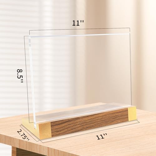 Acrylic Sign Holder 8.5 x 11, L-Shape Horizontal 2 Pack for Tabletop