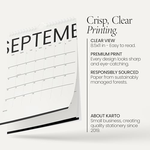 Karto Wall Calendar 2026-2027 8.5x11 in - Big Text