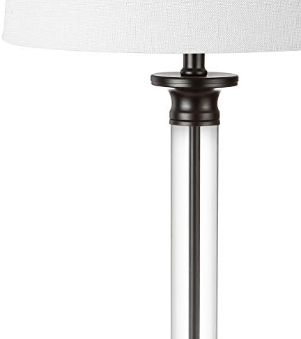 JONATHAN Y Mason 30" Glass and Metal Table Lamp, Black/Clear, Set of 2