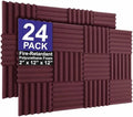 Foam Factory Inc 24 Pack Color Acoustic Foam Panel Studio Soundproofing Wedge Wall Tiles 12” X 12” X 2” (Plum)