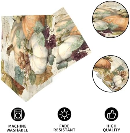 ALAZA Double-Sided Fall Pumpkin Autumn Leaves Thanksgiving2 Table Runner 14x108 Inches Long,Table Cloth Runner for Wedding Birthday Party Kitchen Dining Home Everyday Decor