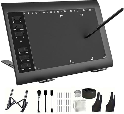 Graphics Drawing Tablet TEROW,10x6 inch Digital drawing tablet with Bracket and 8192 Levels Stylus for PC/Mac/Android 5.0 for Drawing and Online Teaching,Drawing pad drawing borard and Computer tablet