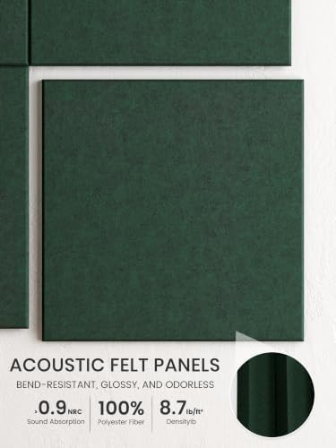 Bumusty 48"x 36" Large Felt Bulletin Board Tiles, Pine Green