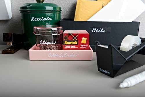 Scotch Tape Dispenser Value Pack w Super-Hold Tape, Black Dispenser