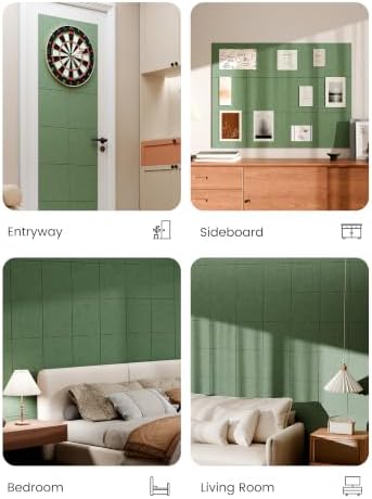 Bumusty 48"x 36" Large Felt Bulletin Board Tiles, Moss Green