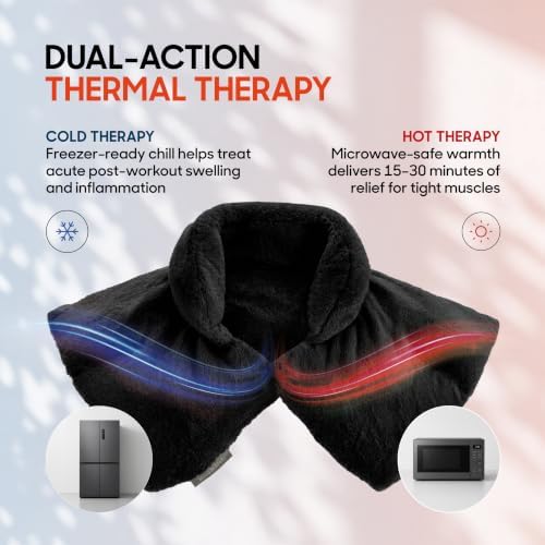 Sharper Image Heated Neck & Shoulder Wrap - Microwavable Warm & Cooling Plush Pad, Scented Aromatherapy (100% Natural Lavender & Herb Spa Blend), Pain Tension Headache Relief Therapy, Gift for Women