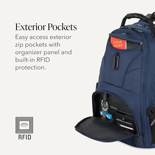 SWISSGEAR 1900 ScanSmart Laptop Backpack, Fits Most 17-Inch Laptops, TSA-Friendly Lay-Flat Design, RFID Protection, and Tablet Pocket, Black, 31L, 18.5-Inch