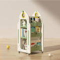 GAMAK Small Bookshelf for Small Spaces Kids Stand on Wheels Rotating Bookshelf 360 Display 4 Tier Bookcase Children's Picture Book Floor Storage (Color : Green)