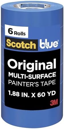 ScotchBlue Original Multi-Surface Painters Tape, 2 Inch Wide (1.88 in. x 60 Yds), 6 Rolls, Blue Paint Tape Protects Surfaces and Removes Easily, Masking Tape for Indoor and Outdoor Use (2090-48SC6)