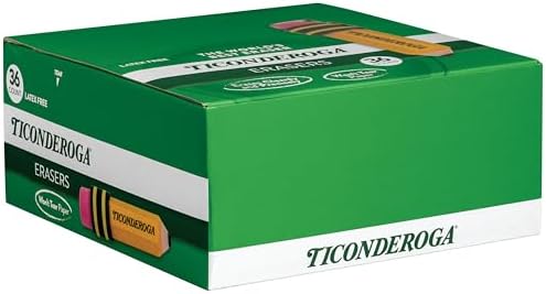 TICONDEROGA Erasers, Pencil Shaped, Yellow, 36-Pack (38936)