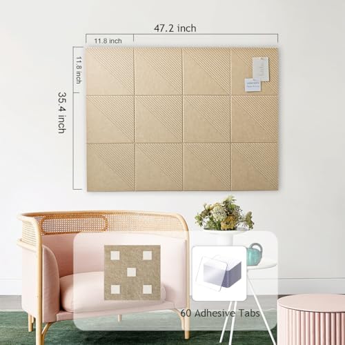 48" x 36" Large Cork Board Alternative&Felt Bulletin Board, Tan