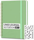 Hardcover Spiral Notebooks, 8.3" x 6.3" Lined Journal Set, 100 GSM Bleed-Resistant Paper, 200 Pages Twin-Wire Bound Notebook with Elastic Band & Category Stickers for Office, School