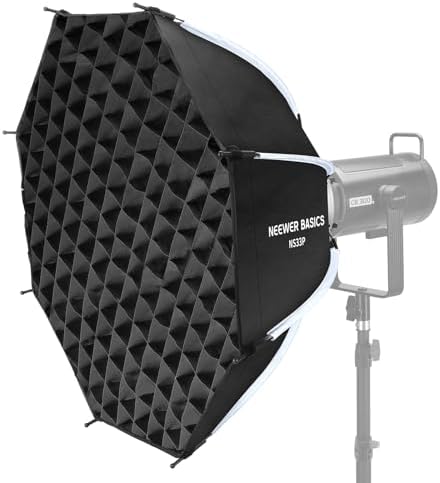 NEEWER Basics Octagonal Softbox Kit for Studio Photography Video Recording Streaming, 25.6"/65cm Quick Release Bowens Mount Softbox/Grid/Light Diffusers for Continuous Lighting & Strobe Flash, NS33P