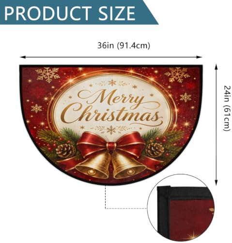 Christmas Half Round Door Mat Welcome Entrance Rug Outdoor Indoor A1
