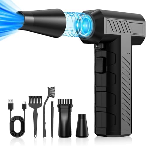CAGIWIRU Compressed Air Duster -Turbo Fan,150000RPM Cordless Electric air Duster for Keyboard PC Cleaning,No Canned,Jet Dry Blower Air Blower for Home and Car