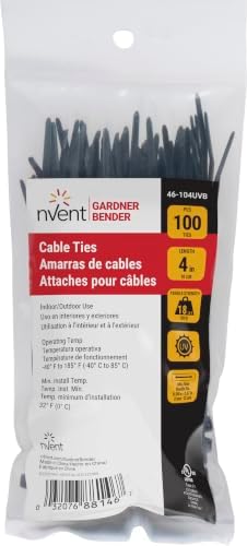 nVent GARDNER BENDER 46-104UVB 4 in. Cable Ties, 18 lb. Rated, 100-Pack